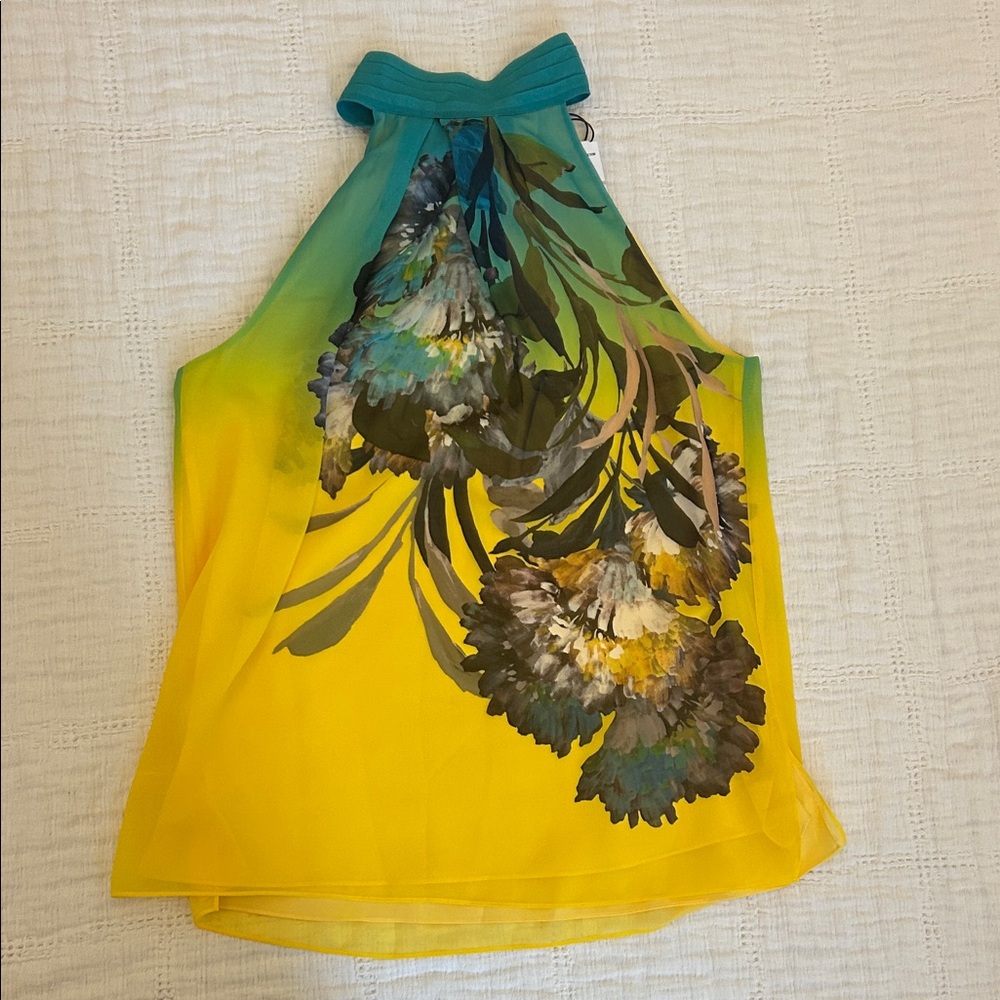 Ungaro Fever Yellow and Green Floral Blouse
